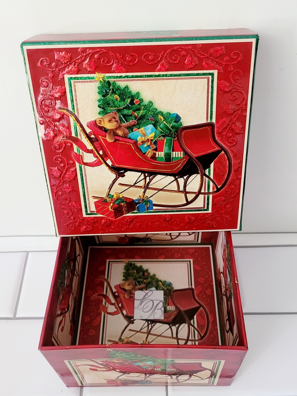 Holiday Red Sleigh Gift Box - Festive Christmas Storage